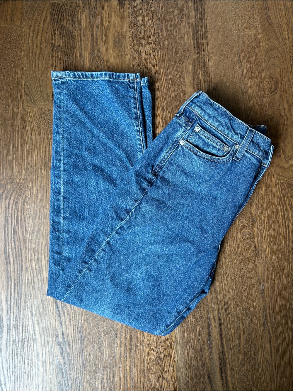 AYR Women's The Lala Straight Leg Jeans in Medium Blue Denim 28s